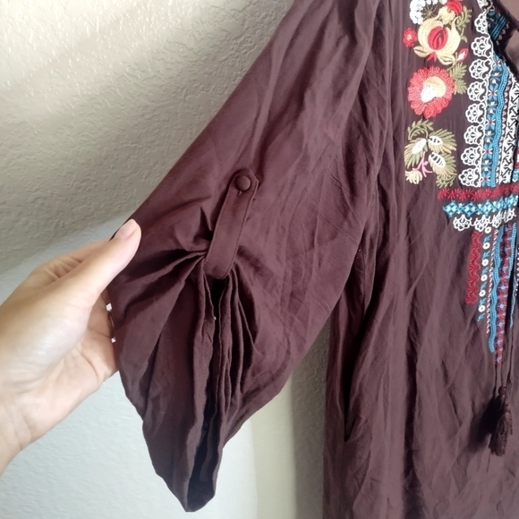 andree by unit embroidered boho long sleeve tunic top sz 2X - Picture 4 of 7